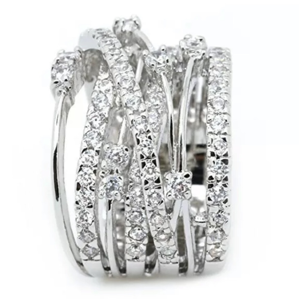 Luxury 925 Silver Wedding Rings White Sapphire - Picture 4 of 6